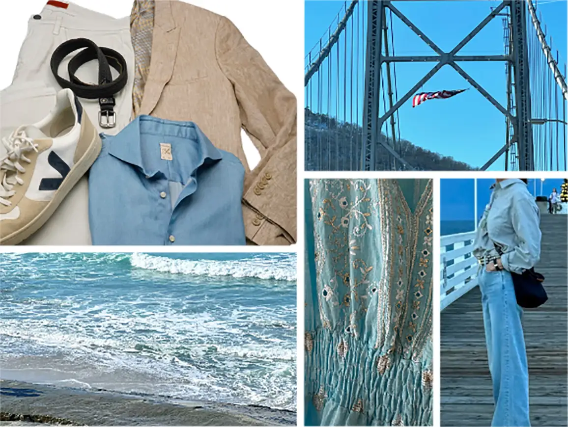 collage of photos with shades of blue